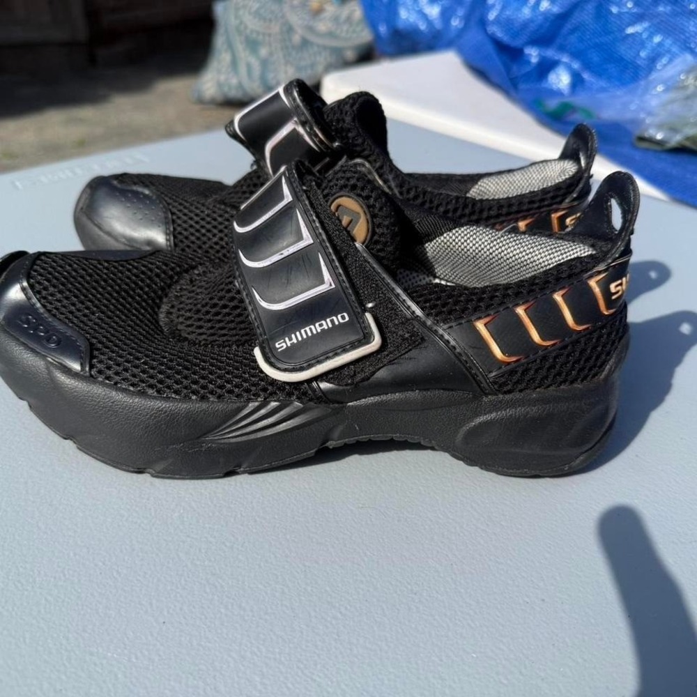 Shimano SPD Mens black Slip On Strap Cycling Riding Shoes Sz 5